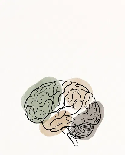 Minimalist Line Art Brain Illustration