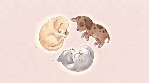 Three Cute Sleeping Puppies Illustration