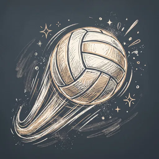 Chalk Illustration of Soaring Volleyball