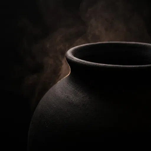 Matte Black Ceramic Vessel in Darkness