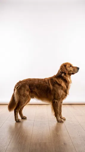 Golden Retriever Standing in Studio Profile