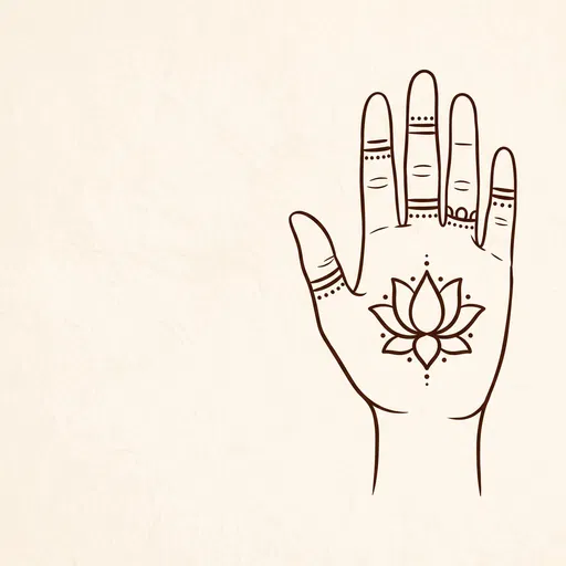 Minimal Lotus Henna Hand Line Art