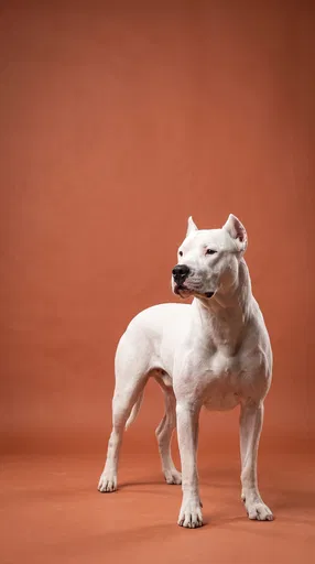 White Dogo Argentino On Terracotta Backdrop