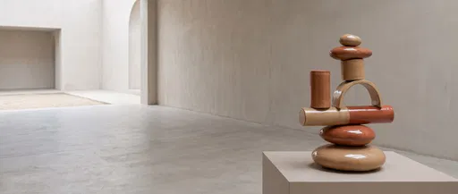 Zen Ceramic Sculpture in Minimalist Gallery
