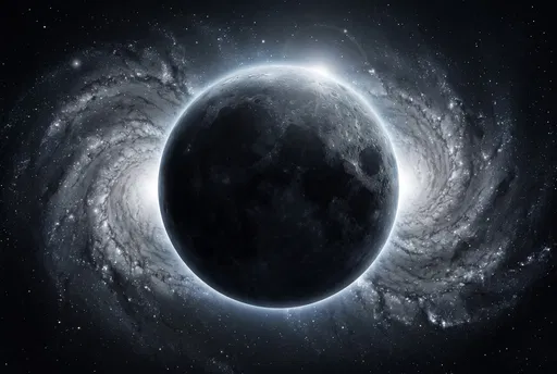 Cratered Planet Eclipsing Spiral Galaxy
