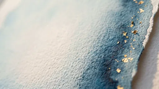Blue Watercolor Paper With Gold Leaf