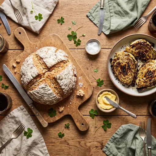 Rustic Irish Soda Bread Flat Lay