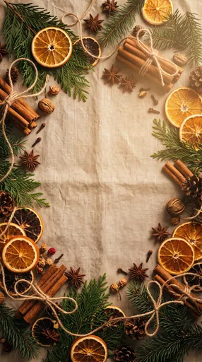 Rustic Christmas Border on Linen