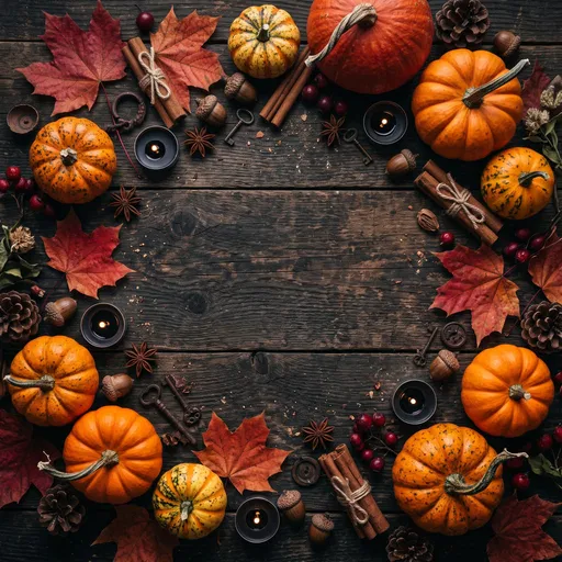 Autumn Pumpkin and Leaf Wooden Frame