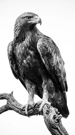 Monochrome Golden Eagle Perched on Branch