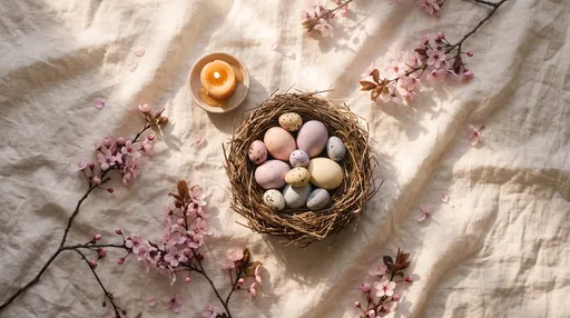 Pastel Easter Eggs in Woven Nest