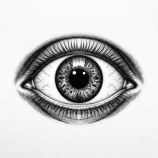 Symmetrical Black Ink Stippled Eye Drawing