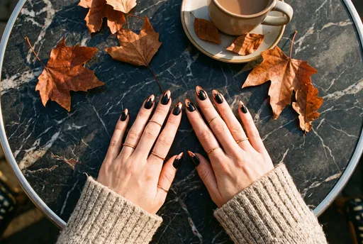 Black and Copper Autumn Nail Art
