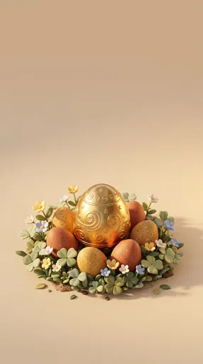 Golden Easter Egg in Clover Patch