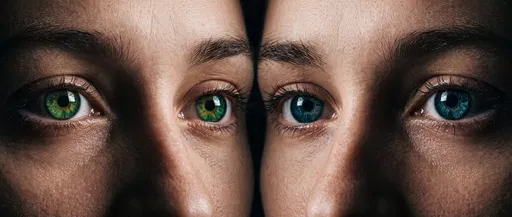 Close-Up of Green and Blue Eyes