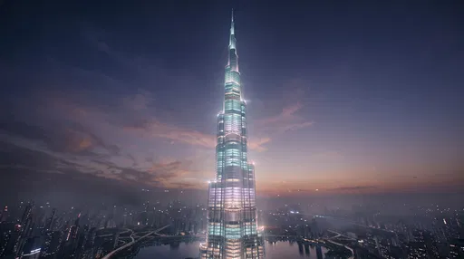 Glowing Futuristic Skyscraper at Twilight