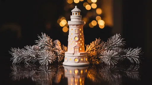 Glowing White Porcelain Christmas Lighthouse Decoration