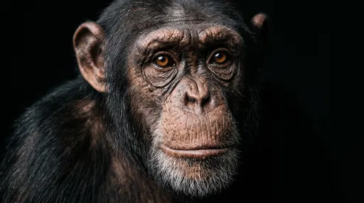 Close-Up Studio Portrait of a Chimpanzee