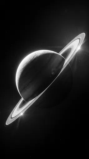 Monochrome Ringed Planet in Deep Space