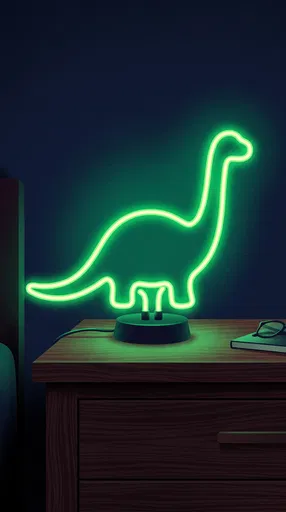 Glowing Green Neon Dinosaur Table Lamp