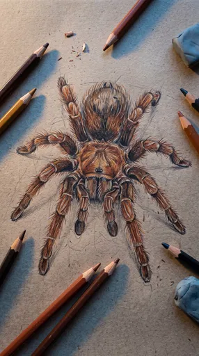 Colored Pencil Drawing of Brown Tarantula