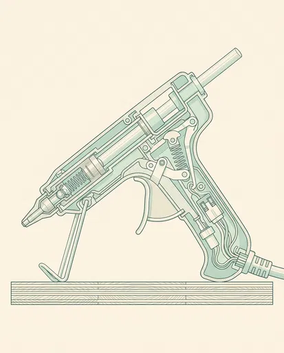 Technical Section Drawing of Glue Gun