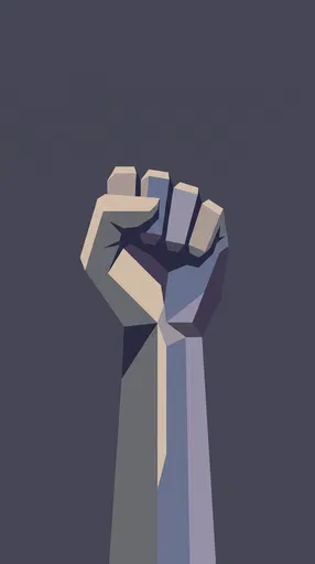 Minimalist Geometric Raised Fist Illustration