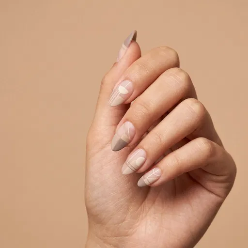 Minimalist Geometric Almond Nail Art