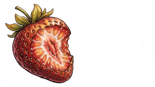 Bitten Strawberry Marker and Ink Illustration