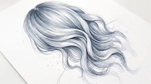 Watercolor Illustration of Silver Wavy Hair