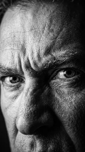 Monochrome Close-Up of Angry Man's Eyes