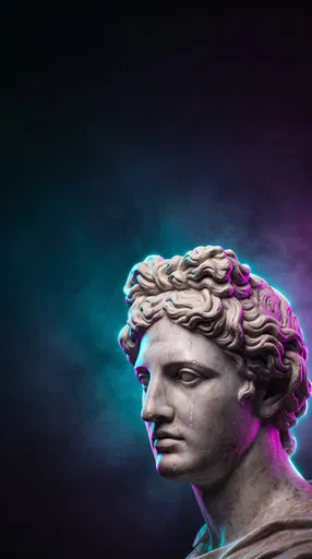 Neon Lit Classical Marble Bust