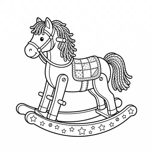 Wooden Rocking Horse Coloring Page