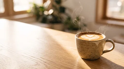 Steaming Latte in Stoneware Mug