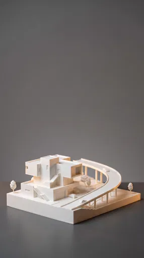 White 3D Printed House and Road Model