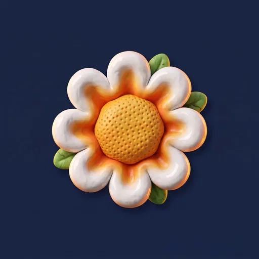 Stylized 3D Clay Daisy Flower Icon