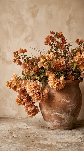 Apricot Bougainvillea in Aged Terracotta Pot