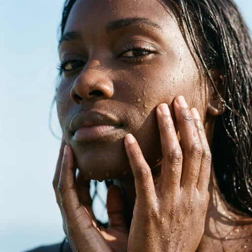 Close-Up Portrait of Woman With Wet Skin
