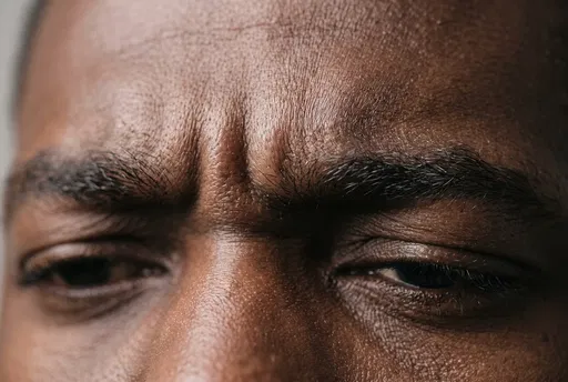 Macro Close-Up of Furrowed Brow