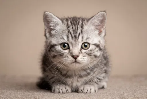 Silver Tabby Kitten Studio Portrait