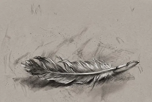 Charcoal and Chalk Feather Drawing