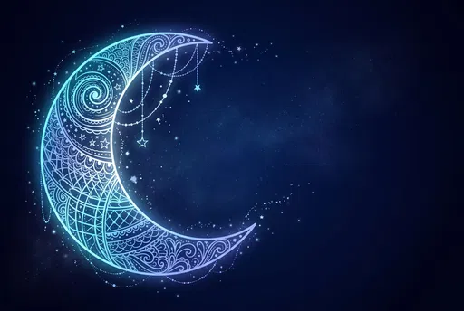 Glowing Zentangle Crescent Moon Illustration