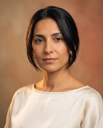 Warm Studio Portrait of Serene Woman