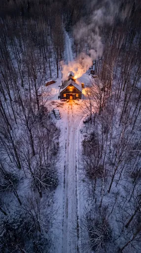 Aerial View of Winter Sugar Shack