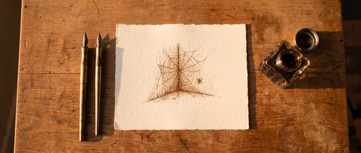 Vintage Ink Drawing of Spider Web