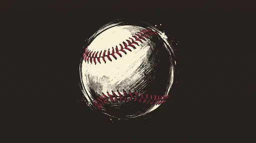 Hand-Drawn Baseball Illustration on Dark Background