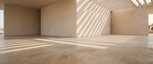 Minimalist Beige Architecture With Sunlight Shadows