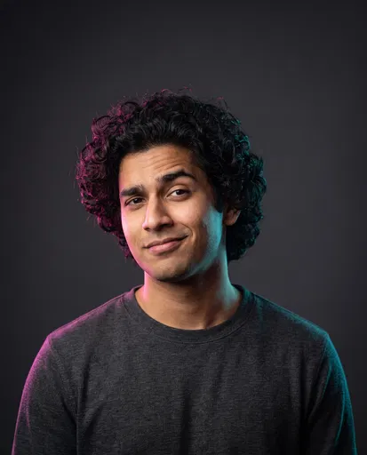 Studio Portrait of Smirking Young Man