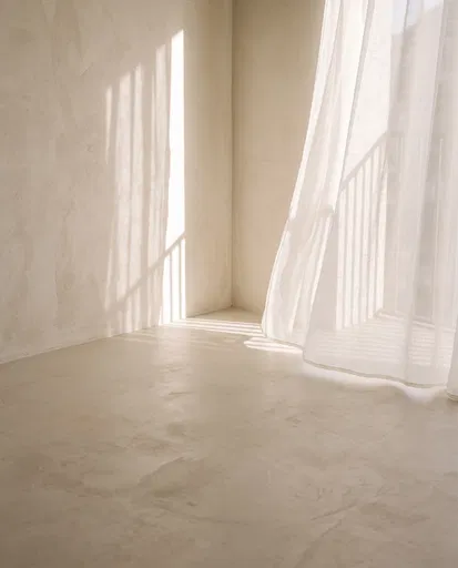 Sunlit Minimalist Corner With Sheer Curtain