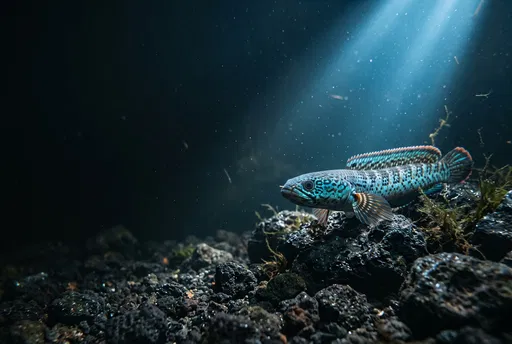 Blue Snakehead Fish Under Dramatic Light